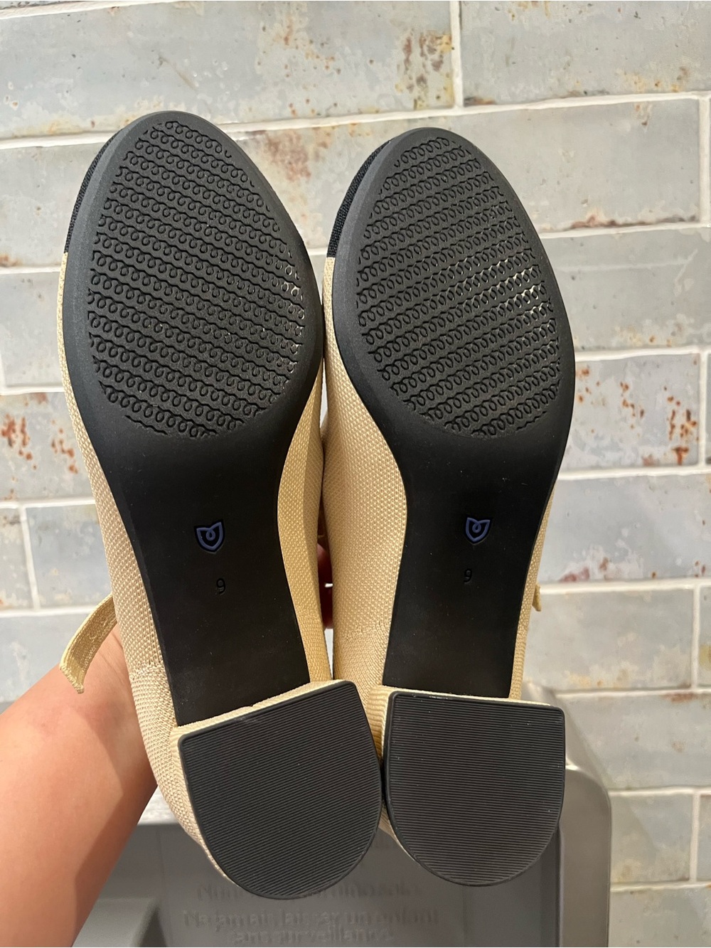 New Rothy’s Rothy The Mary Jane Heel Heels Cream Black Captoe Cap Toe 9 - Picture 7 of 7